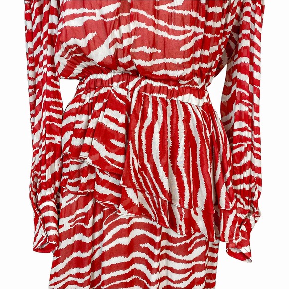 Isabel Etoile Marant Dress White Red Ruffle Long Sleeve Mini Dress Size 2 NWT - Picture 8 of 14